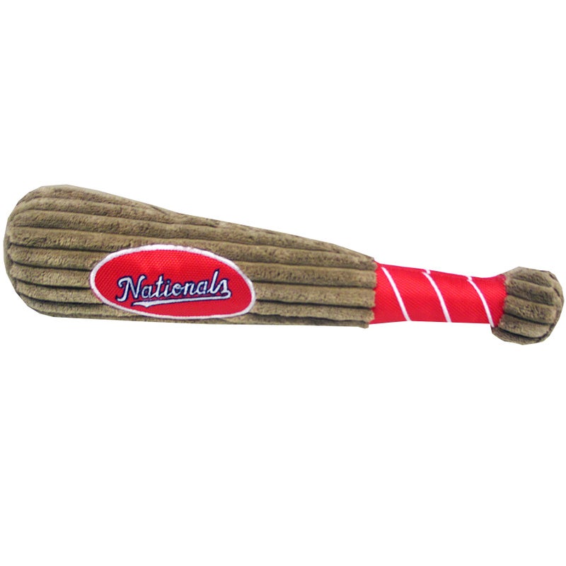 Pets First MLB Washington Nationals Baseball Bat Toy for DOGS & CATS. Soft Corduroy Plush Dog Toy with Inner SQUEAKER, MLB Chew Toys for Dogs or Cats. Durable Fun Interactive Dog Toy with Team Names and Logo - Image 1